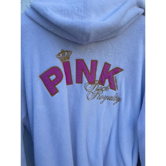 PINK Victorias Secret Womens Hooded Bling Sherpa Robe White Sz M/L - Picture 10 of 11